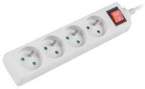 Разклонител LANBERG, 2.500W, 1.5 метра, 4 контакта, Защита от деца, Светлинен индикатор, ON/OFF бутон, Бял