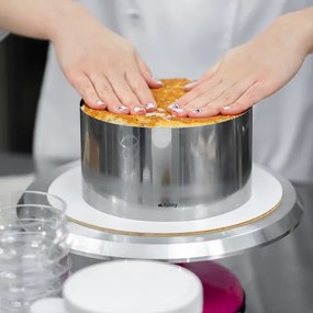 Регулируема форма за печене на блат за торта, неръждаема стомана, регулируем диаметър 16-30 см, височина 20 см Ruhhy