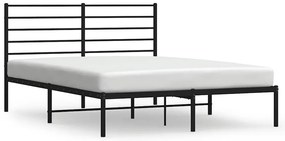 352318 vidaXL Метална рамка за легло с горна табла, черна, 135x190 см