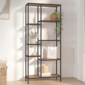 336359 vidaXL Етажерка за книги 80x30x180 см стомана и инженерно дърво