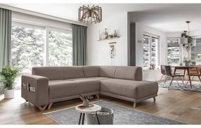 Кафяв разтегателен/с място за съхранение ъглов диван (десен ъгъл/L форма) Classy Sophie – Miuform