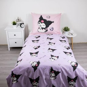 Розово единично памучно детско спално бельо 140x200 cm Hello Kitty "Kuromi" – Jerry Fabrics