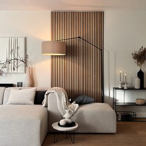 Подова лампа черна със светло кафяв абажур 50 см регулируема - Editor