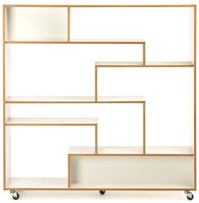 Бяла етажерка за книги с дървен ръб 140x143 cm Southbury - Woodman