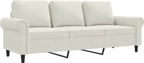 359547 vidaXL 3-местен диван, кремав, 180 см, кадифе