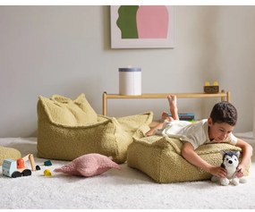 Зелен детски пуф от букле Square – Wigiwama