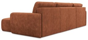 Теракотен шенилов разтегателен ъглов диван с място за съхранение (U форма) Lilo – Makamii