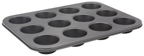 Форма за мъфини и кексчета ESPERANSA ES 1223 GS, 12 гнезда, Незалепващо покритие, Стомана, Черен