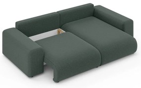 Тъмнозелен разтегателен ъглов диван с място за съхранение (променлив) Luma – Ropez