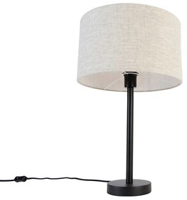 Модерна настолна лампа черна с абажур от букле светло сив 35 см - Simplo