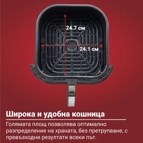 Фритюрник с горещ въздух Instant Pot Vortex Plus Clearcook 140309701, 1700W, 5.7 л, 6 програми, 35-205C, Вътрешно осветление, Черен