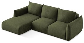 Зелен шенилов сгъваем ъглов диван (ляв ъгъл) Leila – Makamii