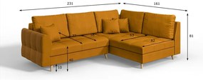 Ъглов диван (десен ъгъл) в цвят горчица Ariella - Ropez