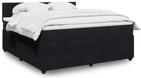 3290108 vidaXL Боксспринг легло с матрак, черно, 180x200 см, кадифе