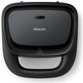 Сандвич тостер Philips HD2331/90 Series 3000, 750 W, За 2 филии/4 триъгълни сандвича, Незалепващи алуминиеви плочи, Черен