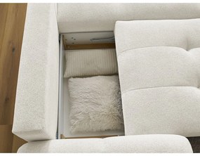 Бял шенилов сгъваем/с място за съхранение ъглов диван (десен ъгъл) Roxelane – Bobochic Paris
