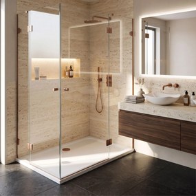 Корито за душ кабина-акрилно Rea Belmond White 80x100 Brush Copper