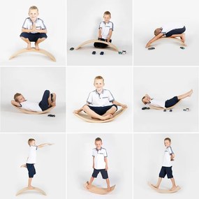 Балансираща дъска от масивен бор в естествен цвят 80x30x18 cm Montessori – Meowbaby