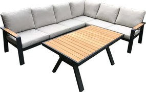 Сив алуминиев градински комплект за отдих за 5 души Rotterdam – Rojaplast