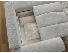 Светлосив сгъваем/с място за съхранение ъглов диван от прежда с примки от букле (десен ъгъл) Roxelane – Bobochic Paris