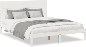 3309272 vidaXL Рамка за легло без матрак, бял, 140x210 см, масивна дървесина