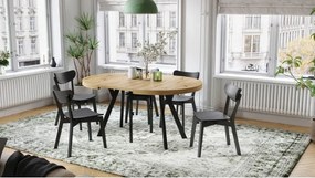 ЕКСПАНСО Дъб Артисан/черни крака - ГОЛЯМА КРЪГЛА МАСА Ø110 РАЗТЕГАТЕЛНА ДО 310 cm С КРАКА Y ЛОФТ/ИНДУСТРИАЛНА