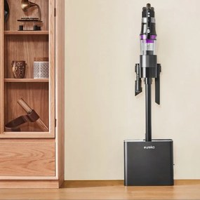 Вертикална прахосмукачка 2в1 Eureka NEC490, 350W, LED дисплей и светлина на четката, Single Cyclone, 60 мин, Станция за самоизпразване и зареждане, Черен