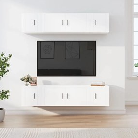 3188654 vidaXL Комплект ТВ шкафове от 6 части, бял, инженерно дърво