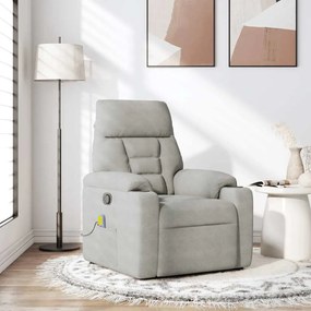 4015571 vidaXL Масажен реклайнер стол, светлосив, микрофибърен текстил