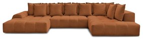 Теракотен шенилов сгъваем/с място за съхранение ъглов диван (десен ъгъл/U форма) Everest – Bobochic Paris