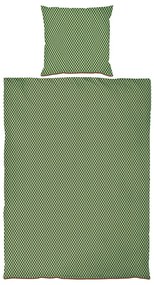 Зелено/бежово единично спално бельо от памучен сатен 140x200 cm Mini – Mette Ditmer Denmark