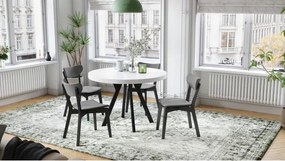 ЕКСПАНСО Бял мат/черни крака - ГОЛЯМА КРЪГЛА МАСА Ø110 РАЗТЕГАТЕЛНА ДО 310 cm С КРАКА Y ЛОФТ/ИНДУСТРИАЛНА