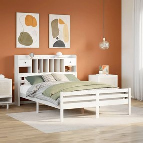 3322264 vidaXL Легло с етажерка за книги, без матрак, 140x200 см, бор масив