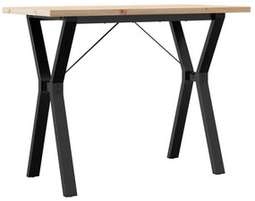 3282785 vidaXL Трапезна маса Y-образна рамка 100x50x75,5 см бор масив и стомана