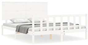 3193407 vidaXL Рамка за легло с табла бяла 5FT King Size масивно дърво