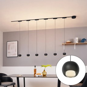 Модерна релсова система за осветление с 6 черни висящи лампи 1-фазов - Magnetic Lance