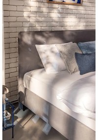 Сиво тапицирано двойно легло с включена подматрачна рамка 160x200 cm Noira Slim – Bonami Selection