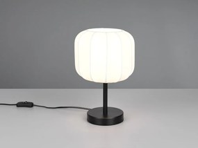 Бяла/матово черно метална настолна лампа с текстилен абажур (височина 30 cm) Madleine – Reality