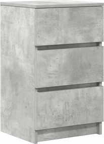 861343 vidaXL Нощно шкафче с 3 чекмеджета, бетонно сив, 39x35x65 см