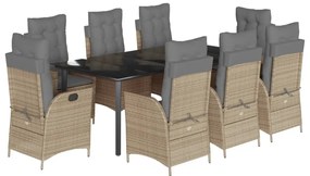 3213273 vidaXL Градински комплект с възглавници, 9 части, бежов полиратан