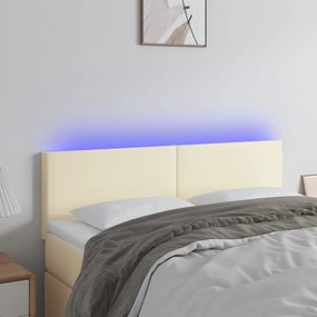 3121424 vidaXL LED Горна табла за легло, кремава, 144x5x78/88 см