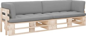 3066675 vidaXL 2-местен палетен диван с възглавници, бор с импрегнация