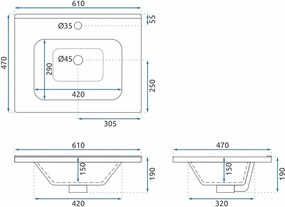 Комплект мебели за баня с мивка Astor 60 см Beige