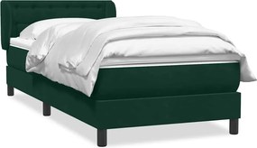3317850 vidaXL Боксспринг легло с матрак, тъмнозелено, 90x210 см, кадифе