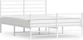 352387 vidaXL Метална рамка за легло с горна и долна табла, бяла, 140x200 см