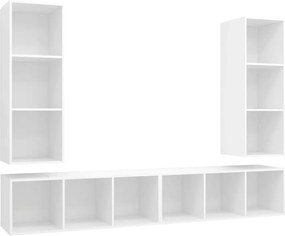 3079880 vidaXL ТВ шкафове за стенен монтаж, 4 бр, бели, инженерно дърво