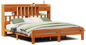 3308872 vidaXL Легло с етажерка за книги, без матрак, 200x200 см, бор масив