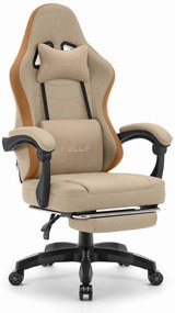 Удобен геймърски и офис стол HC-1015 с поставка за крака - бежов