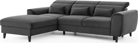 Тъмносив кадифен разтегателен ъглов диван с място за съхранение (ляв ъгъл) Foble – ELTAP