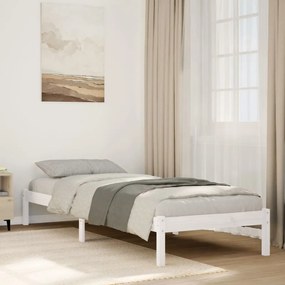 852417 vidaXL Рамка за легло без матрак, бял, 90x220 см, борово дърво масив